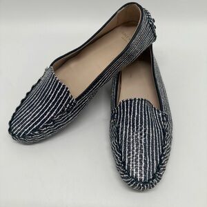 Cole Haan Grand Driving Loafer Navy and White Striped Women's Moccasins size 7.5